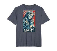 Espoir SACRÉ - Prière de la Sainte Vierge Marie T-Shirt, Homme Grandes Tailles, Bleu Chiné, 6X Tall
