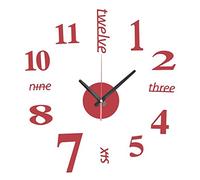 EsportsMJJ DIY Mini Modern Art Miroir Horloge Murale 3D Sticker Design Maison Bureau Décoration-Rouge
