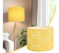 Espossi Abat-jour moderne en tissu imprimé HD pour lampes de table, abat-jour tambour compatible avec base Spider/E26/E12, abat-jour moderne en nid d'abeille jaune pour lampadaire, 33 x 33 x 25,4 cm