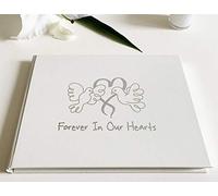 Esposti Livre de Condoléances “Forever in Our Hearts” - Convient à Tous Les Âges - Pages Intérieures à Format Ouvert - Presentation en boîte - Ivoire Pâle (Taille 22.8cm x 17cm x 2.8cm)