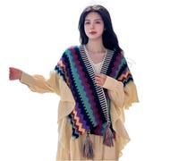 EsprAL Châle bohème coloré, poncho chaud rétro pour femmes, ponchos pour femmes (one size,1)