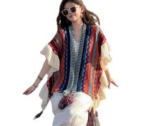 EsprAL Châle bohème coloré, poncho chaud rétro pour femmes, ponchos pour femmes (one size,11)
