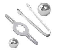 Espresso Ball Chiller, Stainless Steel Cooling Spheres 4 pièces Set with Stand and Tongs, No Dilution Coffee Cooling Tool, Espresso Ice Balls for Cafe Bar Home Cocktail Drinks Beverage System