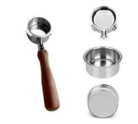 Espresso Bottomless Porte-filtre 51mm avec 3 oreilles, Porte-Filtre Sans Fond Compatible Dedica EC680/EC685/EC785/EC820/EC850/EC860 Machine à Café, Acier Inoxydable, Palissandre Premium