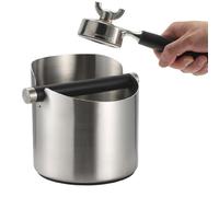 Espresso Knock Box | Boîte en acier inoxydable pour marc de café - Knock Box avec barre amovible et base en caoutchouc antidérapante, parfait pour un cadeau d'anniversaire noir