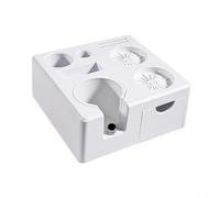 Espresso Knock Box & Tamp Station, tapis de tamping Espresso avec rangement intégré pour écran de rondelle et panier porte-filtre (blanc)