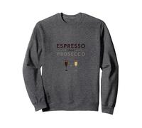 Espresso Puis Prosecco : Chic Cafe Bar Wall Sweatshirt, Unisexe pour Adultes, Chiné Foncé, M