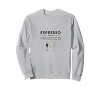 Espresso Puis Prosecco : Chic Cafe Bar Wall Sweatshirt, Unisexe pour Adultes, Gris Chiné, M