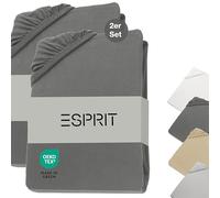 Esprit 2X Drap Housse 160 x 200 Coton Anthracite - Drap-Housse 140x190 Bonnet 30 - Housse de Couette 140x200 pour Matelas jusqu'à 30cm - certifié Oeko-Tex - Linge de Lit pour Maison - Confortable