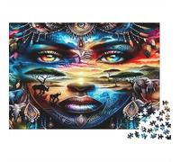 Esprit Africain Puzzles 1000 Pièces Papier recyclé pour Adultes Puzzle pour Adultes Impossible Difficile Stimulant Excellente idée Cadeau pour Relaxation et créativité 38x26cm/1000pcs