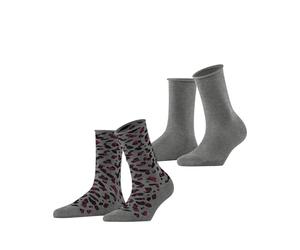 ESPRIT Art Pattern Multipack W So coton fantaisie 2 paires, Chaussettes Femme, Gris Light Grey 3400, 39-42