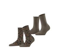 ESPRIT Art Pattern Multipack W So coton fantaisie 2 paires, Chaussettes Femme, Marron Nutmeg Melange 5410, 35-38