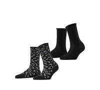 ESPRIT Art Pattern Multipack W So coton fantaisie 2 paires, Chaussettes Femme, Noir Black 3000, 35-38