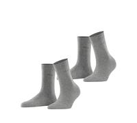 ESPRIT Basic Easy Multipack W So coton unies lot de 2 paires, Chaussettes Femme, Gris Light Grey Melange 3390, 35-38