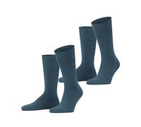 ESPRIT Basic Uni 2-Pack M SO coton unies lot de 2 paires, Chaussettes Homme, Vert (Peacock 6382), 43-46