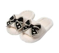 Esprit Chaussons en feutre pour homme - Chaussons d'hiver chauds - Grand nœud - Chaussons en peluche - Chaussons en coton moelleux - Mules douillettes - Pour l'intérieur et l'extérieur, Blanc., 40 EU