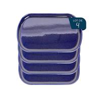 ESPRIT DE CUISINE - Lot de 4 Assiettes Oblongues En Céramique - Design Élégant - Résistant Aux Rayures - Solide Et Durable - Facile À Nettoyer - Made In France - 33 cm - Bleu Moucheté