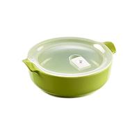 ESPRIT DE CUISINE - Plat À Four Rond En Céramique - Avec Couvercle Hermétique - Poignées ergonomiques - Émail Résistant Aux Rayures - Made In France - 1,9L - 25x21,9x8,3cm Extérieur - Citron Vert