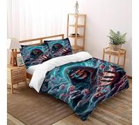 Esprit du Mal Ensemble De Literie Squelette Housse De Couette À 3 Pièces Garcons Et Filles -2 Taie d'oreiller(50 * 75) Double（200x200cm）