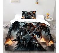 Esprit du Mal - Parure De Lit Diable Set Housse De Couette 2 Pièces pour Jeunes -Couette avec Fermetures Éclair Single（135x200cm）