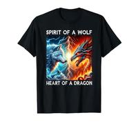 Esprit d'un Loup cœur d'un Dragon T-Shirt Graphique avec Valeur