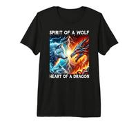 Esprit d'un Loup cœur d'un Dragon T-Shirt Haut de Gamme