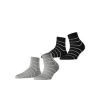 ESPRIT Femme Fine Line Multipack W Sso Coton Fantaisie Chaussettes Courtes, Multicolore Schwarz Grau 0010, 39-42 EU