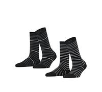 Esprit Femme Fine Stripe 2-pack W So Coton Motif Fantaisie Lot De 2 Paires Chaussettes, Noir (Black 3000), 35-38 EU