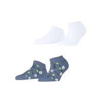 ESPRIT Femme Flowers Multipack W Sn Coton Fantaisie Chaussettes De Sport, Multicolore White Blue 0090, 39-42 EU