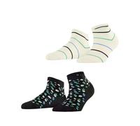 ESPRIT femme Flowers & Stripes 2-Pack socquettes coton respirant