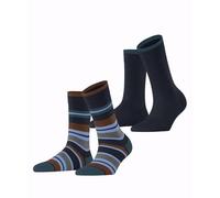 ESPRIT Retro Stripe Multipack W So coton fantaisie lot de 2 paires, Chaussettes Femme, Bleu Space Blue 6116, 35-38