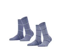 ESPRIT Fine Stripe 2-Pack, Chaussettes Femme, Coton, Bleu (Jeans 6458), 39-42 (Lot De 2)