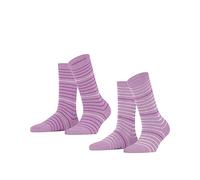 ESPRIT Fine Stripe 2-Pack, Chaussettes Femme, Coton, Rouge (Orchid 8621), 39-42 (Lot De 2)