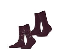 ESPRIT Flower Rib Multipack W So coton fantaisie 2 paires, Chaussettes Femme, Rouge Shadow Red 8138, 39-42