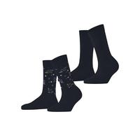 ESPRIT Flower Rib Multipack W So Coton Fantaisie Chaussettes, Bleu Marine 6120, 39-42 (Lot de 2) Femme