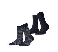 ESPRIT Flower Sketch Multipack W So coton fantaisie 2 paires, Chaussettes Femme, Bleu Space Blue 6116, 35-38