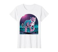 Esprit guépard Rose Vif et Bleu T-Shirt Graphique avec Valeur, Femme, Blanc, S