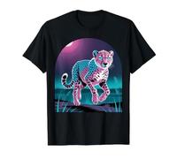 Esprit guépard Rose Vif et Bleu T-Shirt Graphique avec Valeur, Homme, Noir, M
