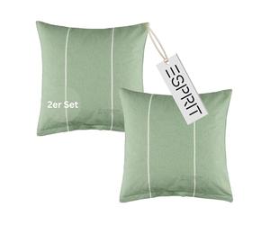 Esprit Home Lot de 2 taies d'oreiller en coton de qualité supérieure 40 x 40 cm - Vert - 2 taies d'oreiller avec logo Esprit brodé - Double face - Couleur assortie à la parure de lit avec fermeture
