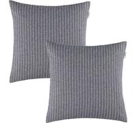 ESPRIT Housse de coussin décoratif FUN STRIPE-2 Gris 38 x 38 cm - Lot de 2