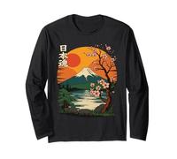 Esprit Japonais Mont Sakura Paysage rétro Japon Manche Longue