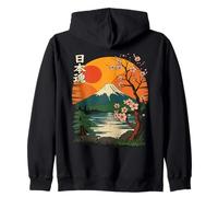 Esprit Japonais Mont Sakura Paysage rétro Japon Sweat à Capuche