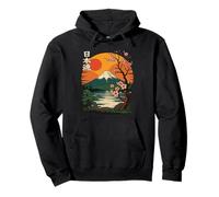 Esprit Japonais Mont Sakura Paysage rétro Japon Sweat à Capuche