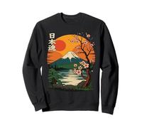 Esprit Japonais Mont Sakura Paysage rétro Japon Sweatshirt