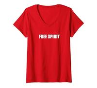 Esprit Libre T-Shirt avec Col en V, Femme, Rouge, S
