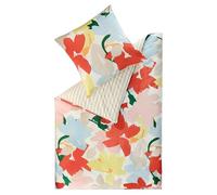 Esprit Parure de lit 2 pièces en satin de coton beige 140 x 200 cm - Qualité hôtelière avec fermeture éclair - Motif floral et feuille - Housse de couette + taie d'oreiller 70 x 90 cm - Certifié