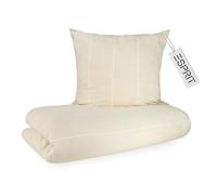 Esprit Parure de lit de luxe 2 pièces en flanelle de coton 135 x 200 cm - Beige - Écologique - Douillette, chaude et moelleuse - 135 x 200 cm - 1 housse de couette et 1 taie d'oreiller 80 x 80 cm