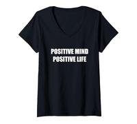 Esprit Positif Vie Positive T-Shirt avec Col en V, Femme, Noir, M
