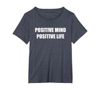 Esprit Positif Vie Positive T-Shirt, Femme Grandes Tailles, Bleu Chiné, 4X