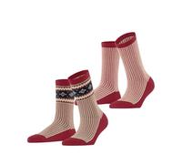 ESPRIT Scandi Multipack W So coton laine fantaisie lot de 2 paires, Chaussettes Femme, Rouge Red Flash 8154, 35-38